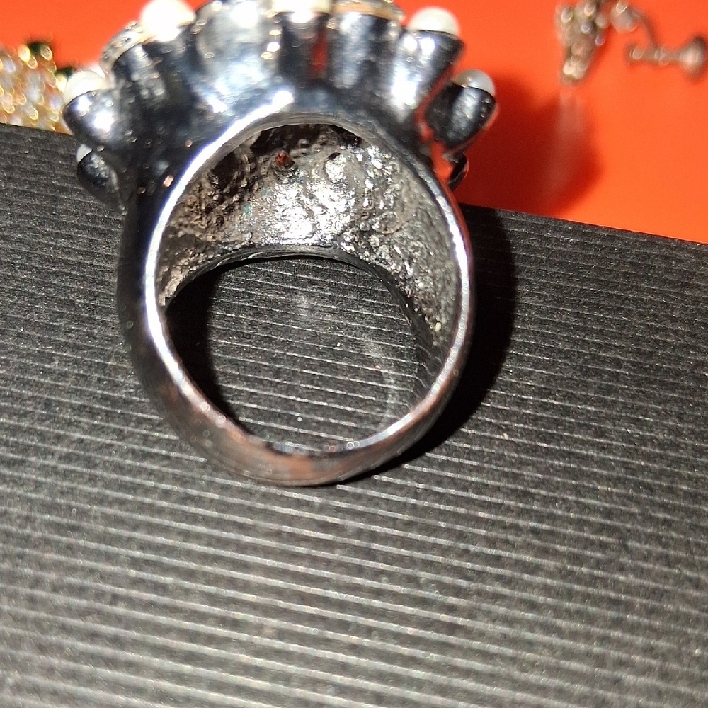 Source Unknown Silver And Black Gem Ring - image 4